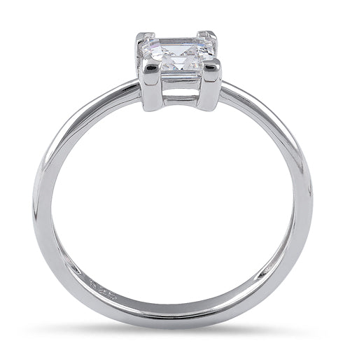 Sterling Silver 5mm Square Step Cut CZ Ring
