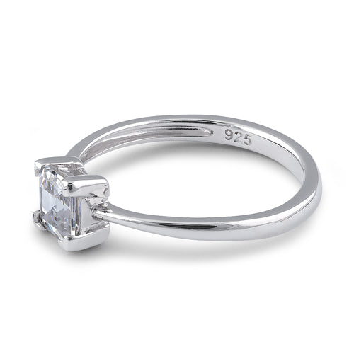 Sterling Silver 5mm Square Step Cut CZ Ring