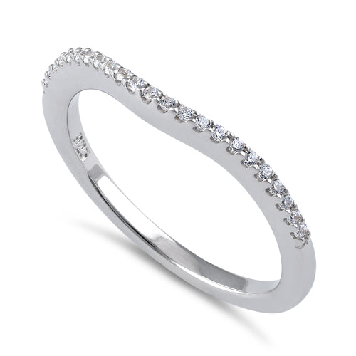 Sterling Silver Thin Clear CZ Curve Ring