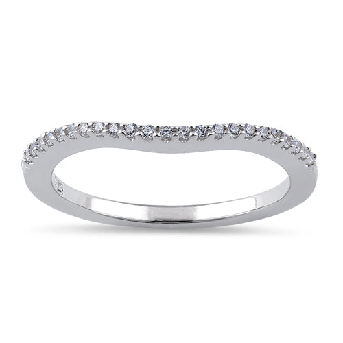 Sterling Silver Thin Clear CZ Curve Ring