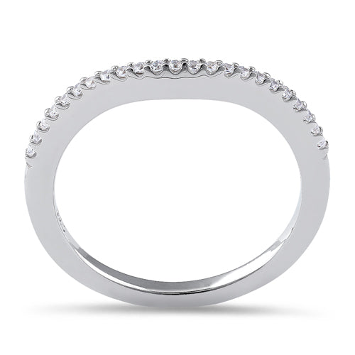 Sterling Silver Thin Clear CZ Curve Ring