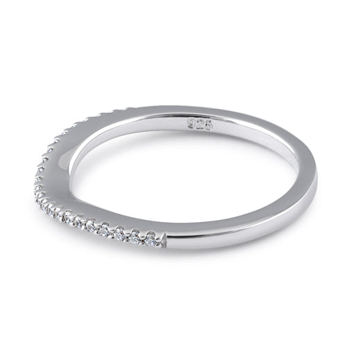 Sterling Silver Thin Clear CZ Curve Ring
