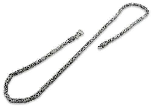 Sterling Silver Square Byzantine Chain Necklace - 4.0MM
