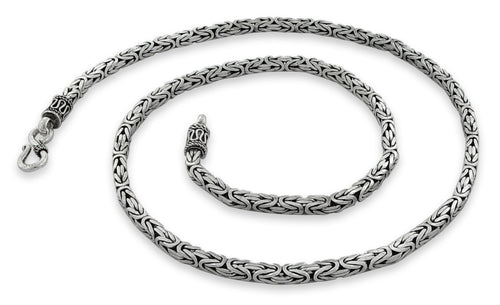 Sterling Silver Square Byzantine Chain Necklace - 4.0MM