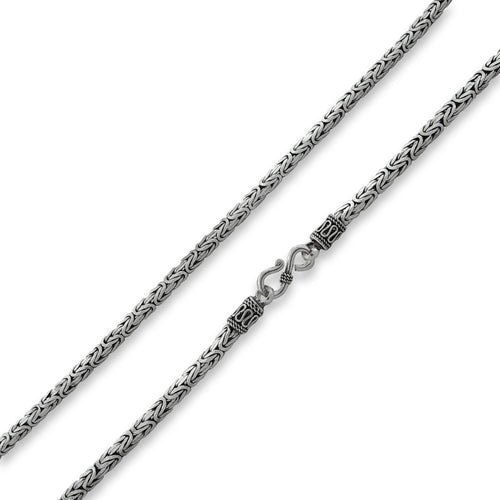 Sterling Silver Square Byzantine Chain Necklace - 4.0MM