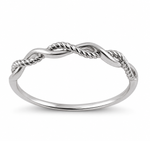Solid 14K White Gold Twisted Rope Ring
