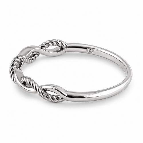 Solid 14K White Gold Twisted Rope Ring