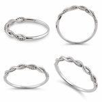 Solid 14K White Gold Twisted Rope Ring