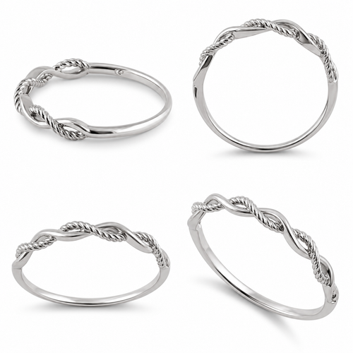Solid 14K White Gold Twisted Rope Ring