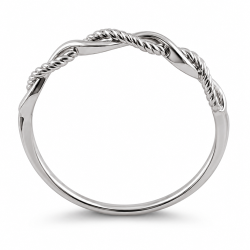 Solid 14K White Gold Twisted Rope Ring