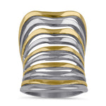 Stainless Steel Two Tone Wave Ring