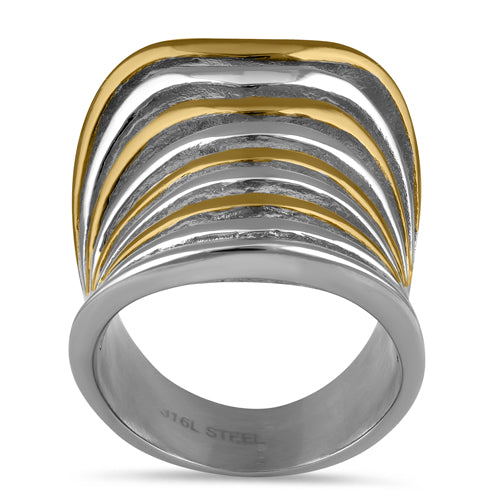 Stainless Steel Two Tone Wave Ring