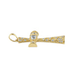Solid 14K Gold Textured Pattern Cross CZ Pendant