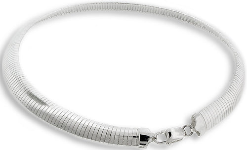 Sterling Silver 8" Dome Omega Chain Bracelet 10mm