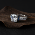Sterling Silver Emerald-Cut Blue CZ Ring