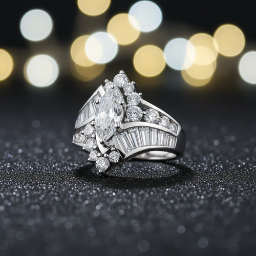 Sterling Silver Marquise CZ Engagement Ring