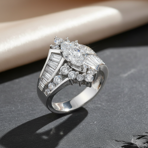 Sterling Silver Marquise CZ Engagement Ring