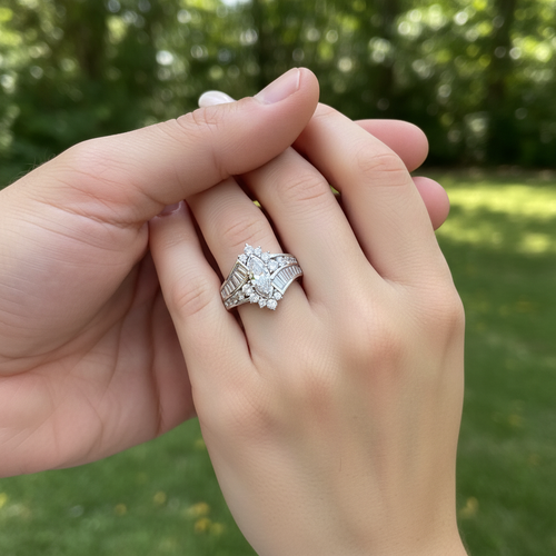 Sterling Silver Marquise CZ Engagement Ring