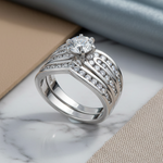 Sterling Silver 2-piece Engagement Set CZ Ring