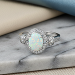 Sterling Silver White Lab-Opal CZ Ring