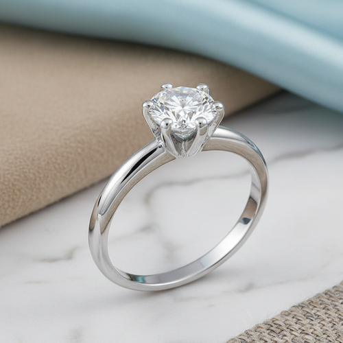 Sterling Silver Solitaire CZ Engagement Ring