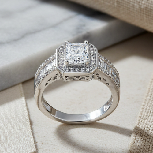 Sterling Silver 1.10 ct. Emerald-Cut CZ Ring