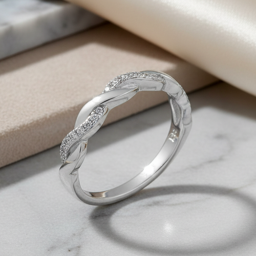 Sterling Silver Braided CZ Ring