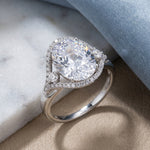 Sterling Silver 9mm x 11mm Oval Halo Engagement Ring