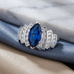 Sterling Silver Marquise Blue CZ Ring