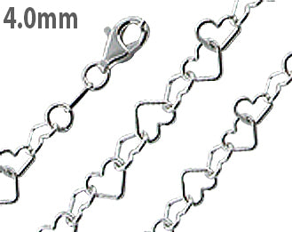 Sterling Silver Heart Chain 4mm