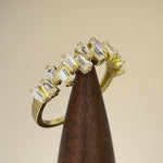 Solid 14K Yellow Gold Baguette Tapered Cut Cluster CZ Ring