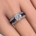 Sterling Silver Blue Row CZ Engagement Ring