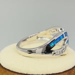 Sterling Silver Blue Lab Opal Greek Untwine Infinity Ring