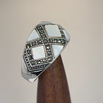 Sterling Silver Mother of Pearl Marcasite Ring