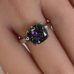 Sterling Silver Cushion-Cut Rainbow CZ Ring