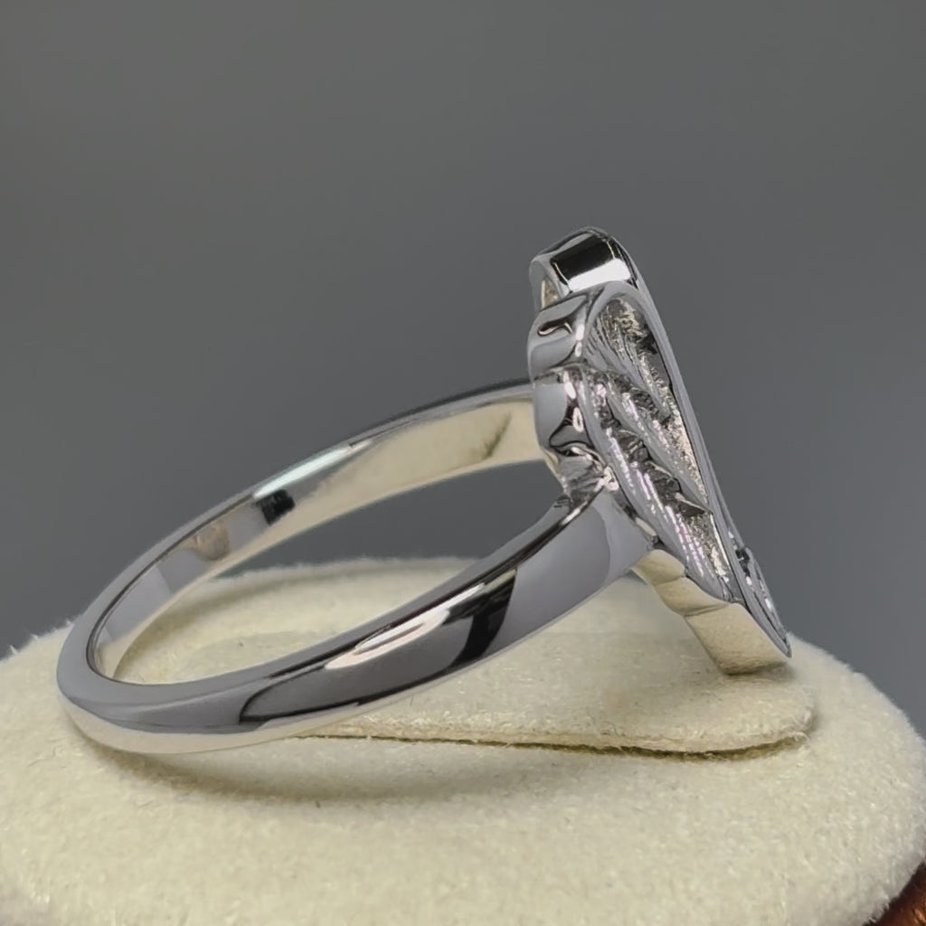 Sterling Silver Angel Wings with Heart Ring for Sale