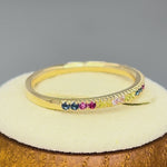 Solid 14K Yellow Gold Colorful CZ Ring