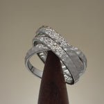 Sterling Silver Hammered Tri-Band Ring