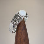Sterling Silver Round Mother of Pearl Marcasite Ring