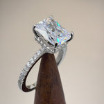 Sterling Silver Clear CZ Emerald Engagement Ring