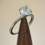 Solid 14K White Gold Solitaire Round CZ Engagement Ring