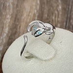 Sterling Silver Cat Aqua Blue CZ Ring