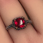 Silver Red CZ Ring