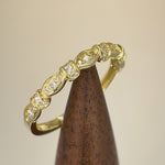 Solid 14K Yellow Gold Half Eternity Round Marquise Pattern Diamond Ring