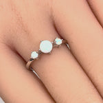 Sterling Silver Triple White Lab Opal Ring