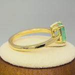 Sterling Silver Gold Plated Light Green CZ Crackle Effect Ring