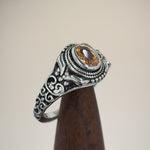 Sterling Silver Austere Oval Cut Champagne CZ Ring