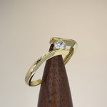Solid 14K Yellow Gold Modern Spiral Round CZ Engagement Ring