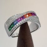 Sterling Silver Rainbow CZ Twist Ring