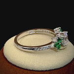 Sterling Silver Flower Leaves CZ Ring